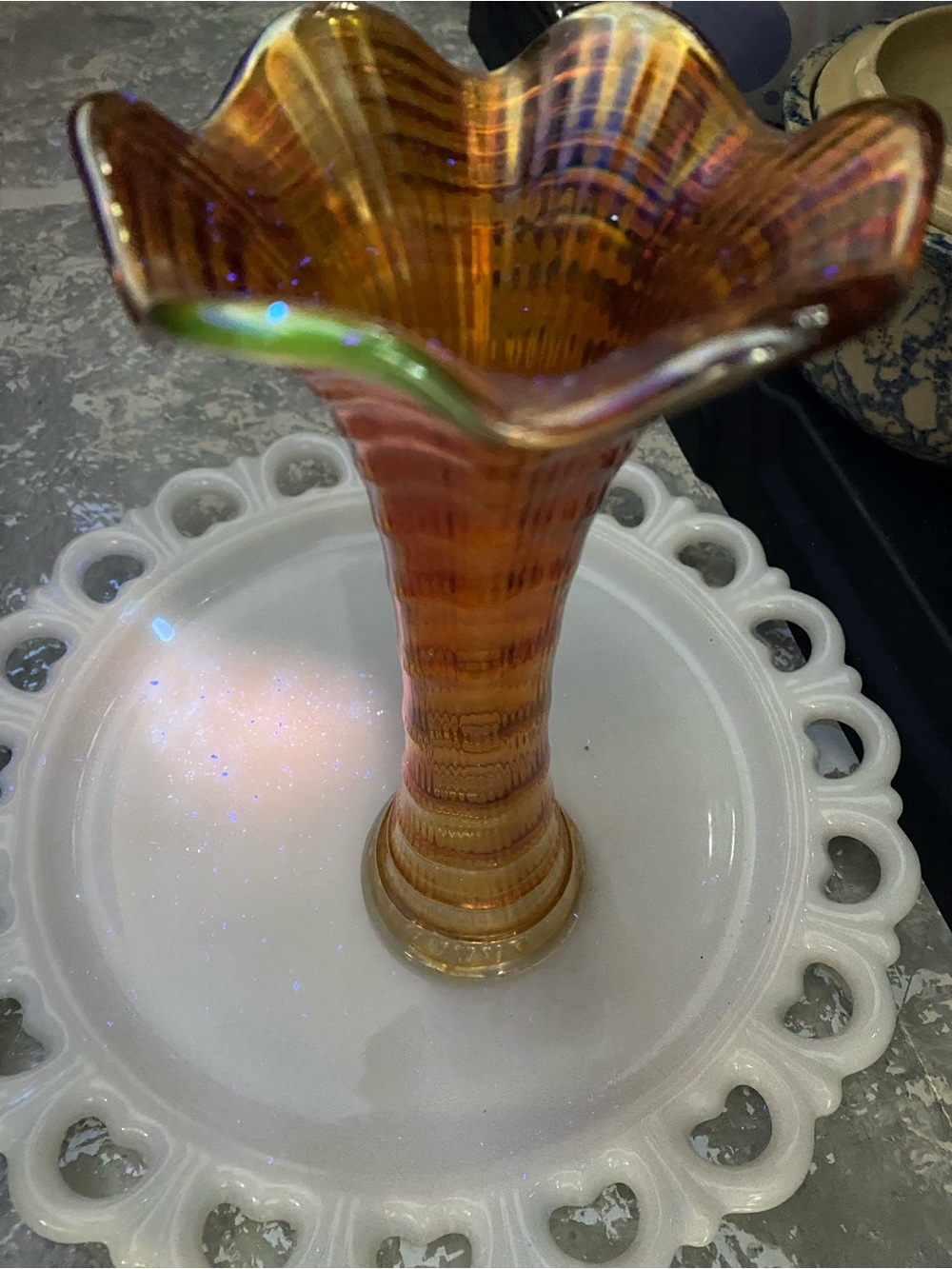Imperial Glass Ripple Vase.